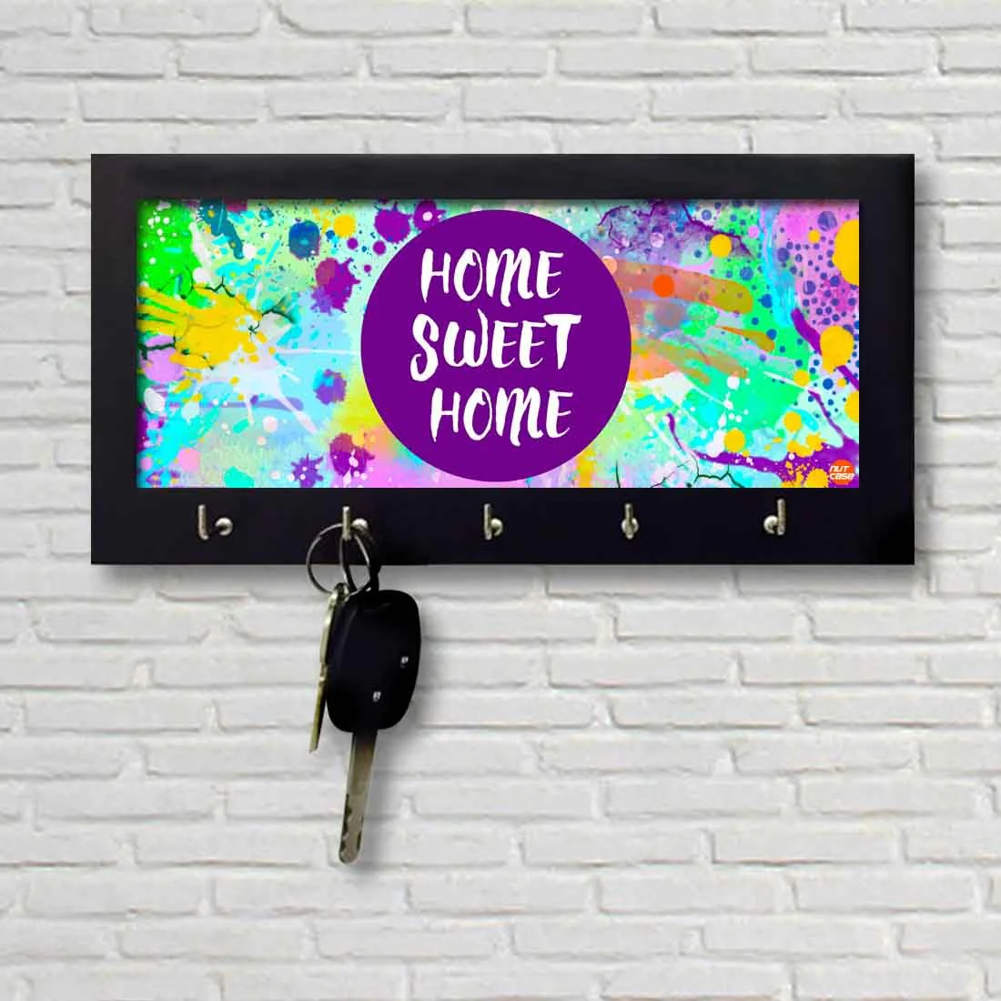 Key Holder Hanger For Wall -  WATERCOLOR HOME SWEET HOME - Image 2