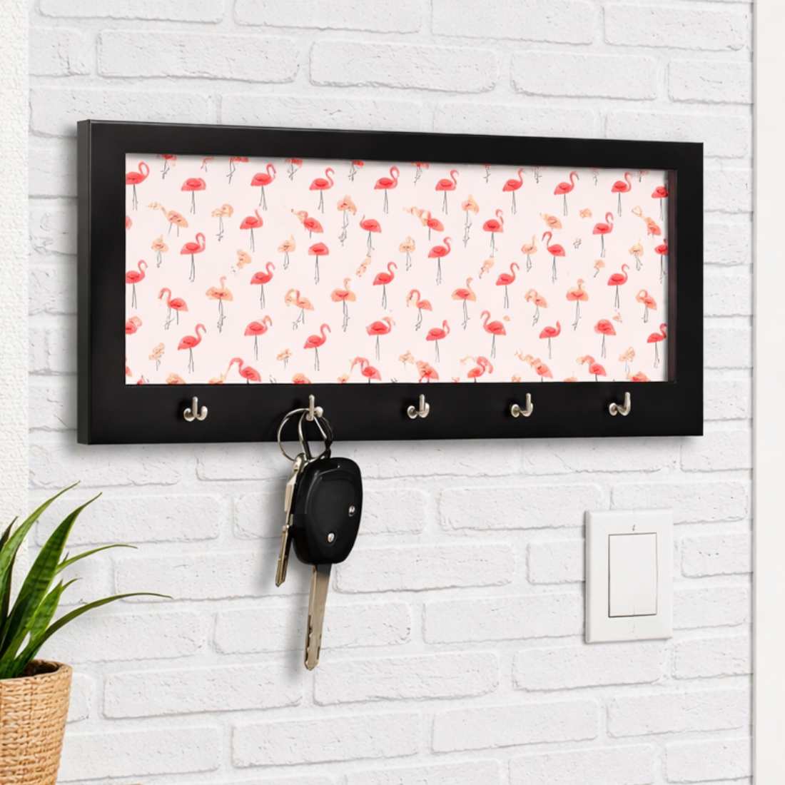 Key Holder Hanger For Wall - Flamingos