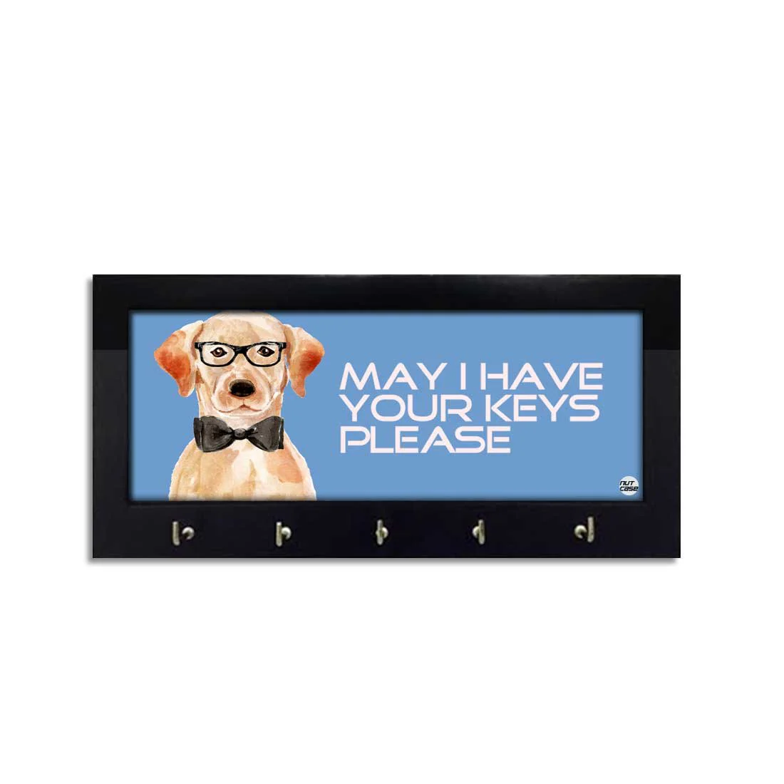 Wooden Key Holder Hanger for Wall - Hipster Lab Dog - Image 2