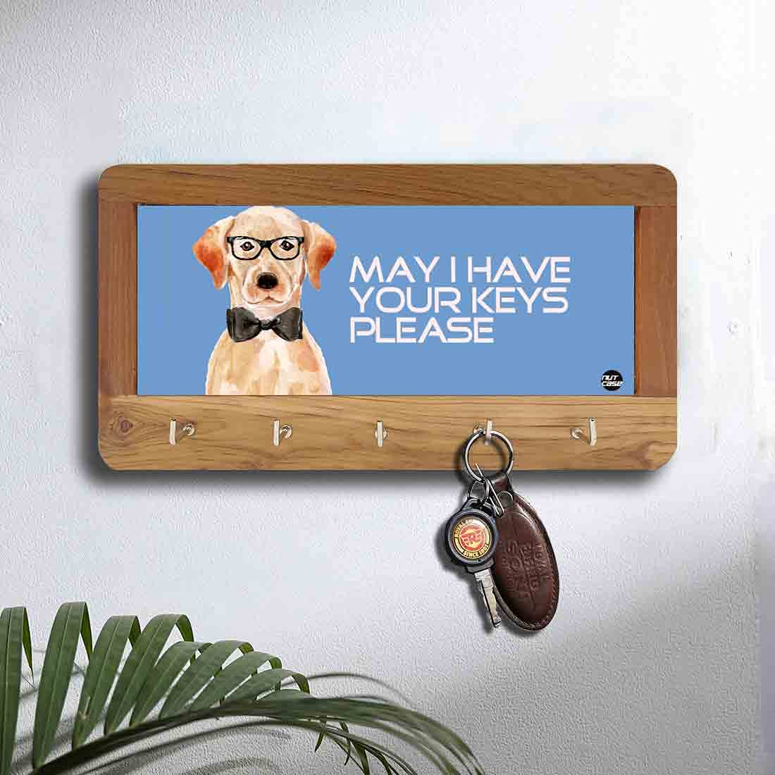 Wooden Key Holder Hanger for Wall - Hipster Lab Dog - Image 3