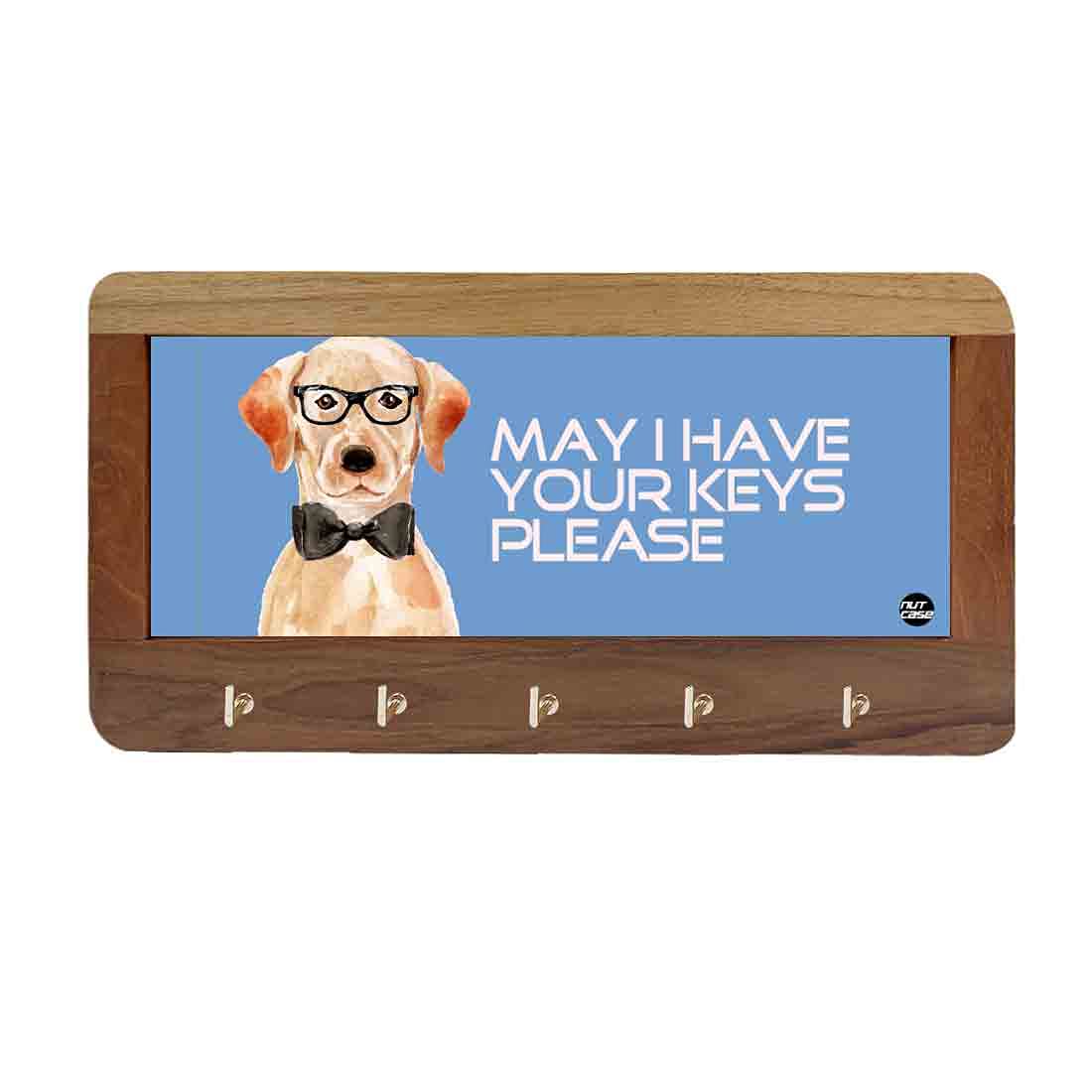 Wooden Key Holder Hanger for Wall - Hipster Lab Dog - Image 4
