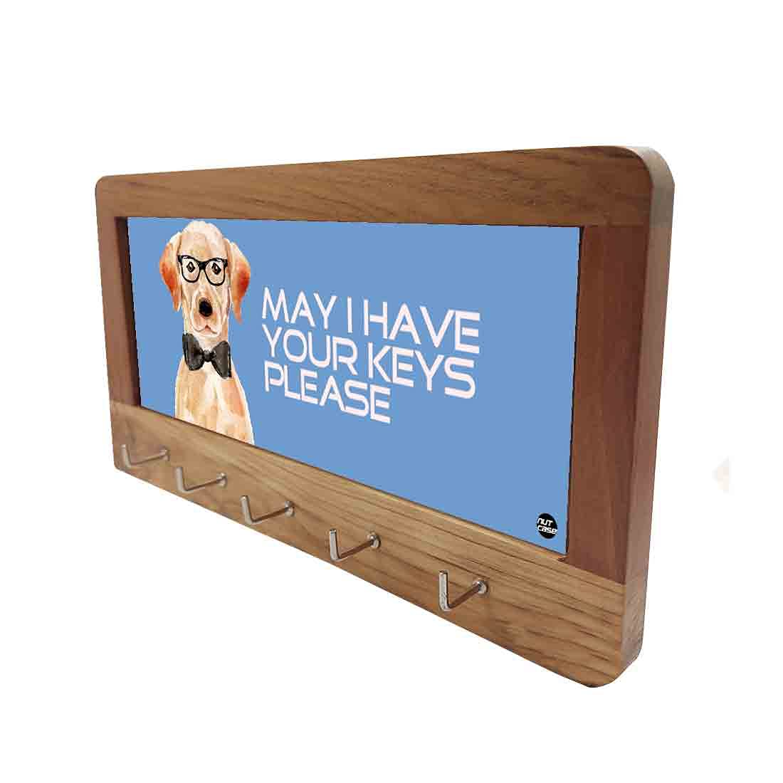 Wooden Key Holder Hanger for Wall - Hipster Lab Dog - Image 5