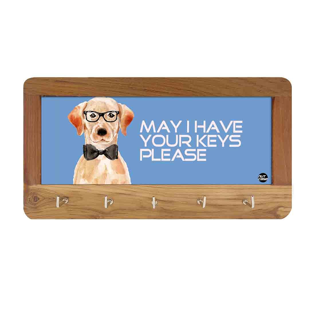 Wooden Key Holder Hanger for Wall - Hipster Lab Dog - Image 6