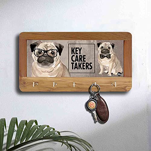 Wood Key Holder for Wall Unique Keys Organizer - Hip Pug - Image 2