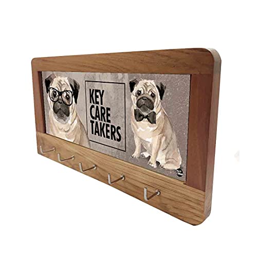 Wood Key Holder for Wall Unique Keys Organizer - Hip Pug - Image 3