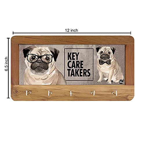 Wood Key Holder for Wall Unique Keys Organizer - Hip Pug - Image 4
