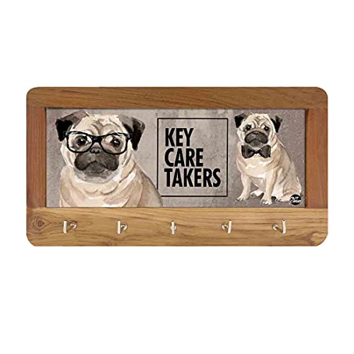 Wood Key Holder for Wall Unique Keys Organizer - Hip Pug - Image 5