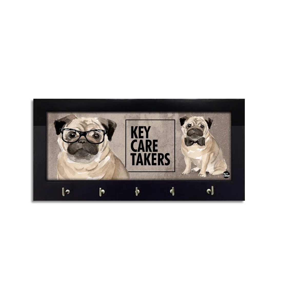 Wood Key Holder for Wall Unique Keys Organizer - Hip Pug - Image 6