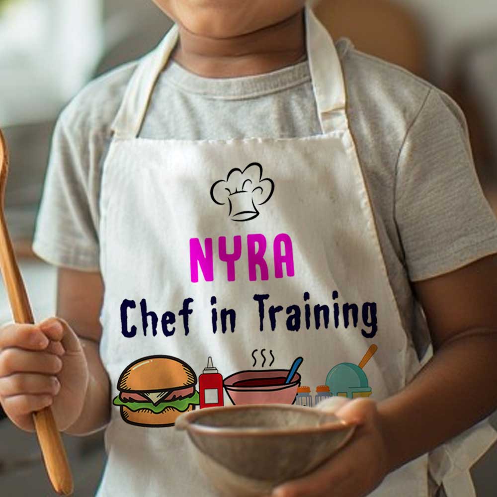 Personalized Girls Baking Apron Add Kids Name - Chef in Training - Image 3