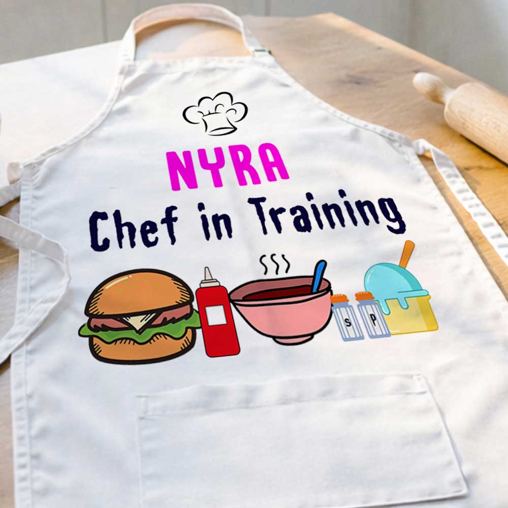 Personalized Girls Baking Apron Add Kids Name - Chef in Training - Image 4