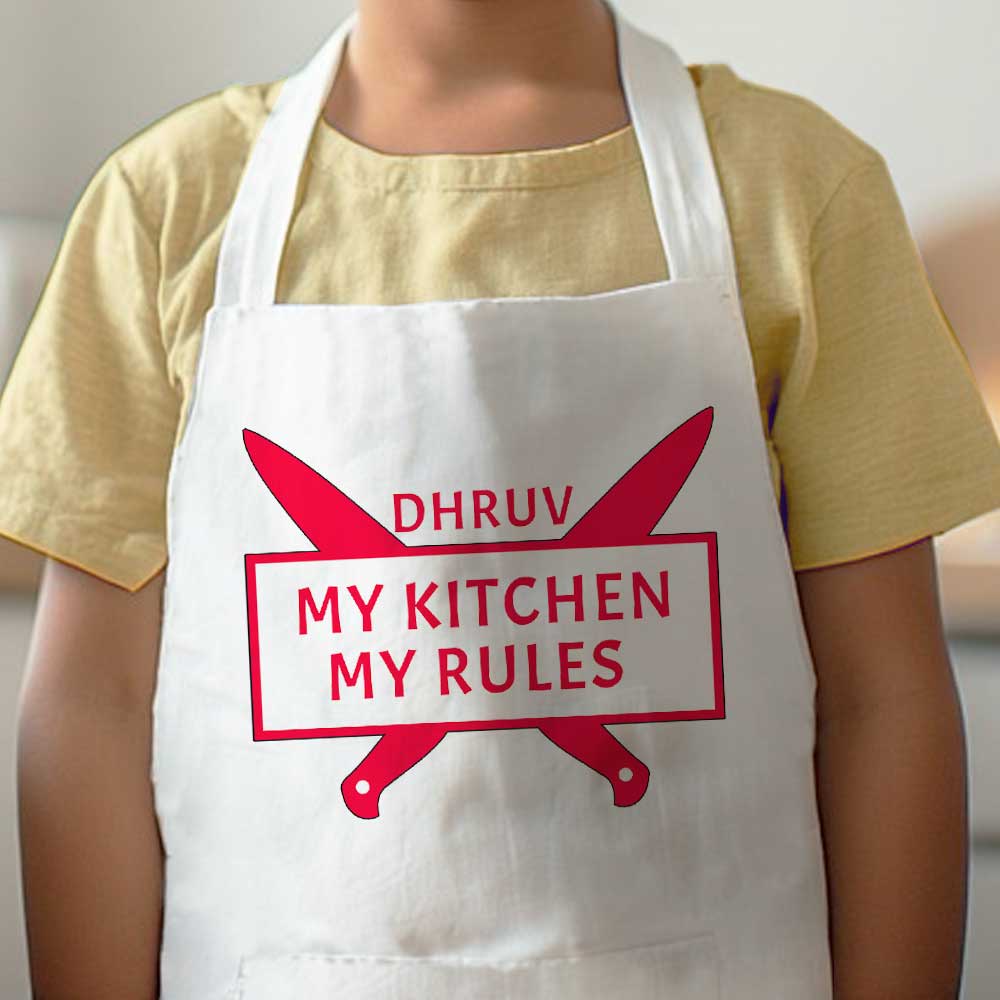 Girl Apron with Customised Name - My Kitchen My Rules