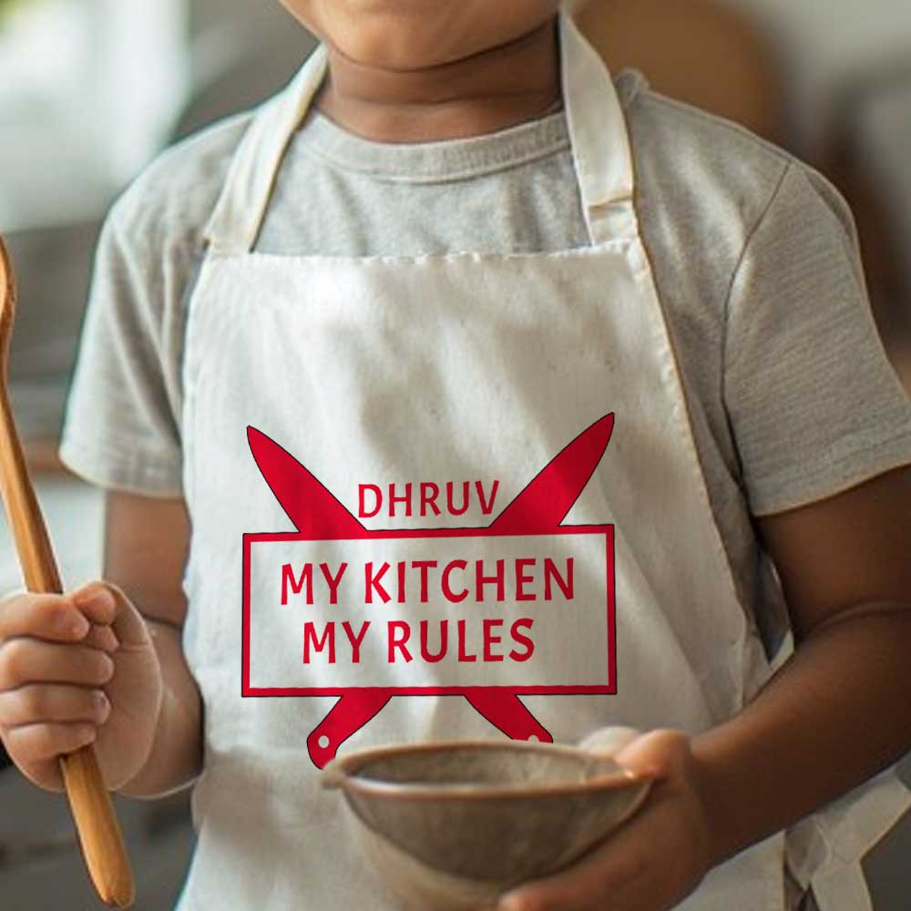Girl Apron with Customised Name - My Kitchen My Rules - Image 3