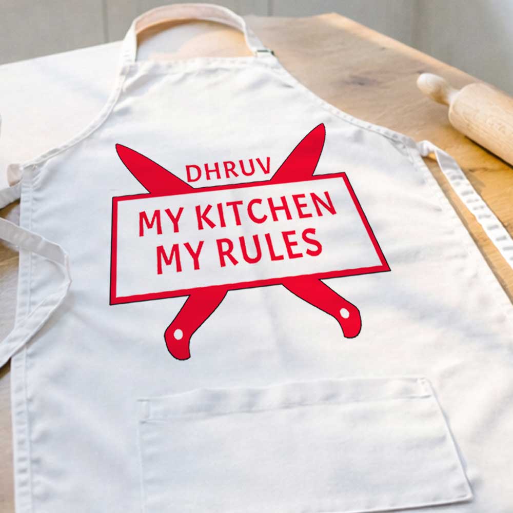Girl Apron with Customised Name - My Kitchen My Rules - Image 4