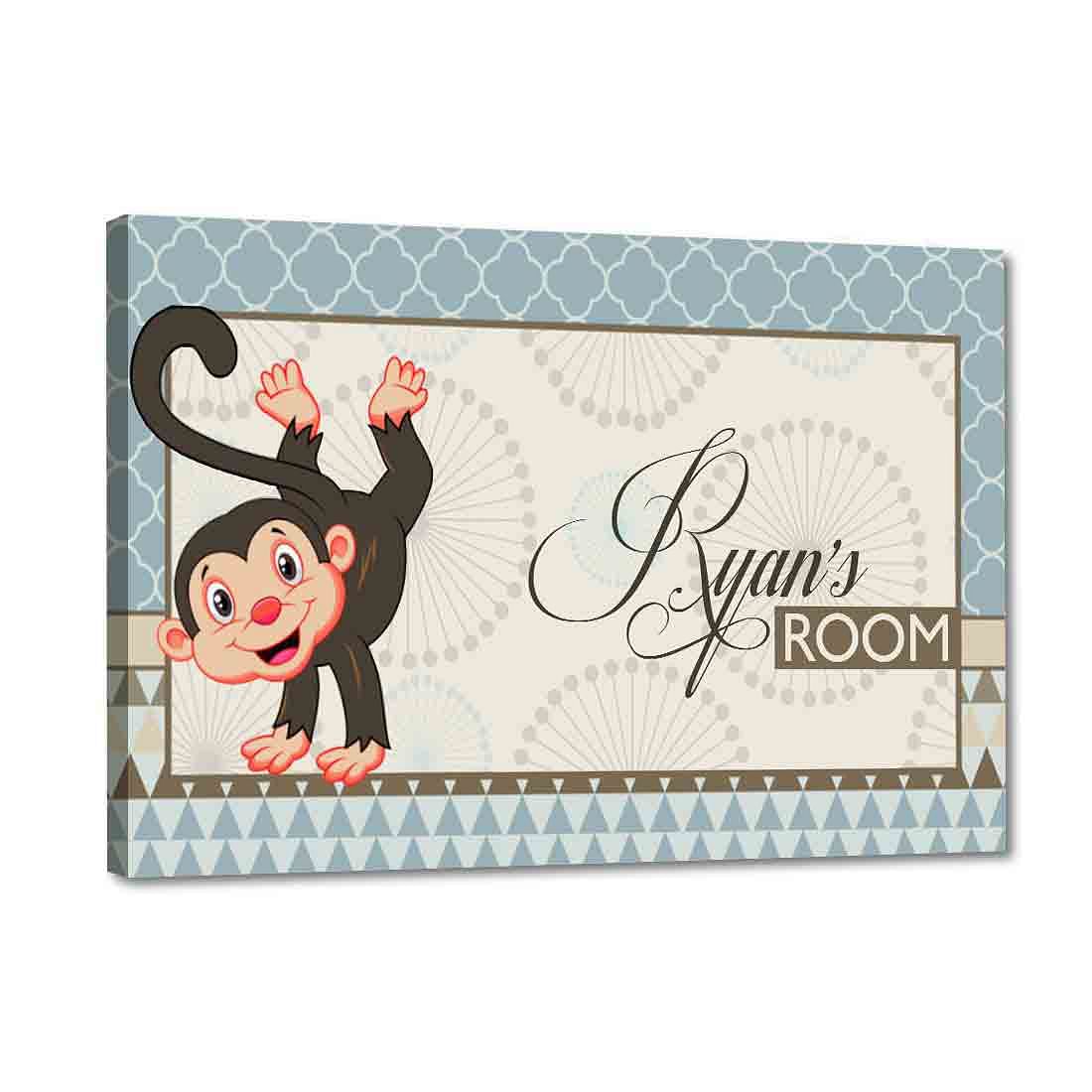 Custom-Made Name Plate for Kids Room - Cute Monkey