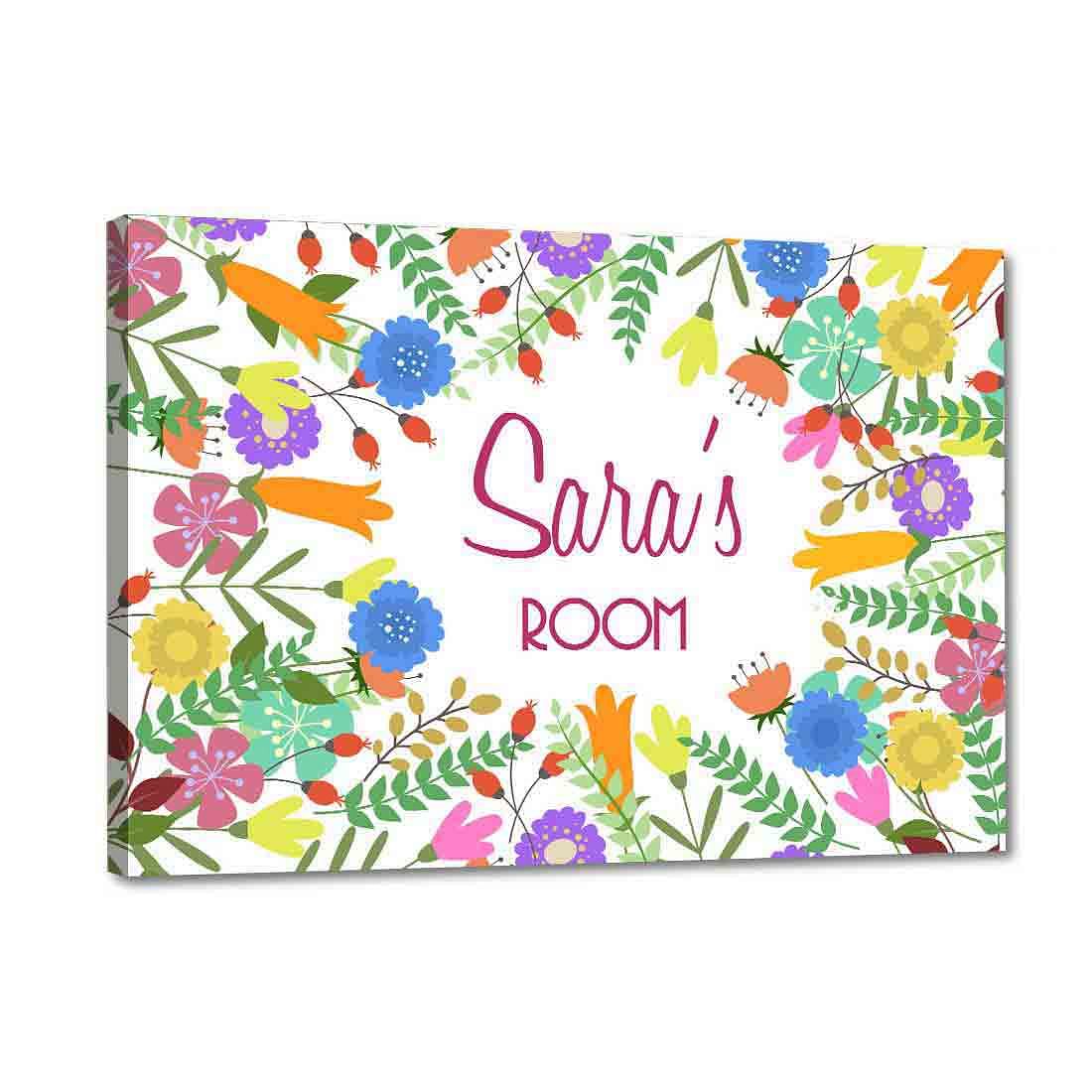 Kids Baby Room Door Sign Name Plate - Floral