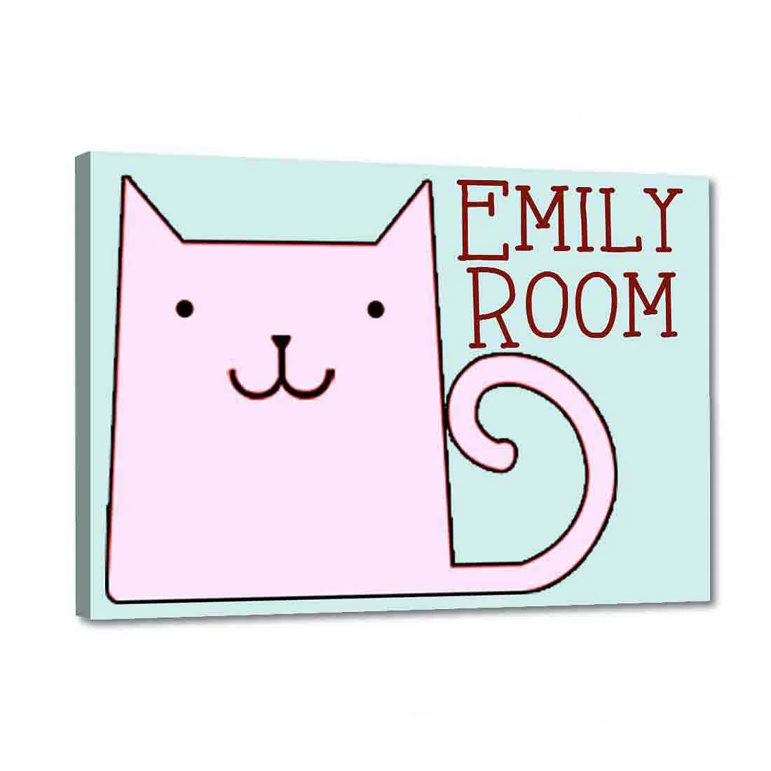 Children's Custom Door Name Plate - Sweet Cat