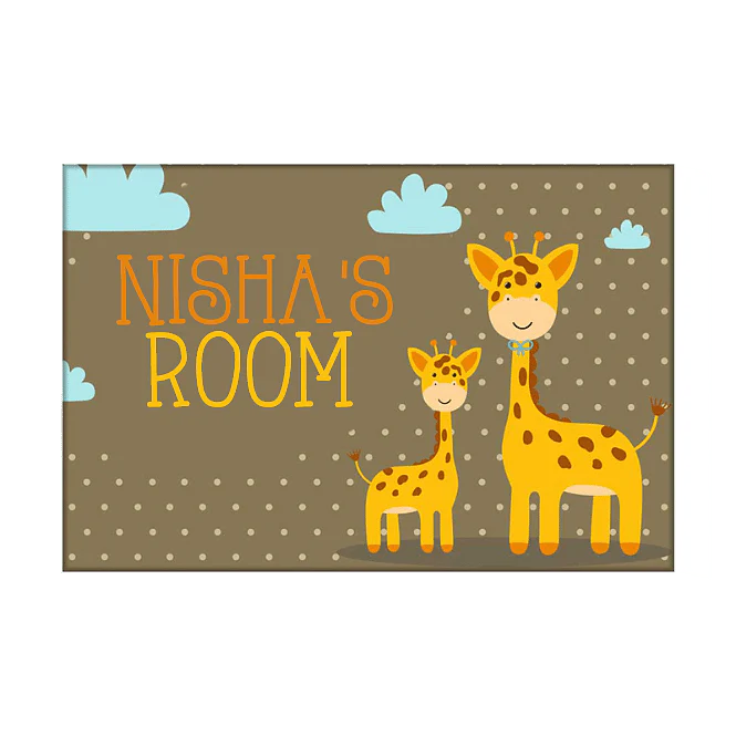Kids Personalized Room Name Plate -  Zebra & Clouds.