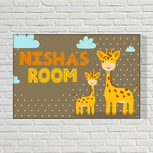 Kids Personalized Room Name Plate -  Zebra & Clouds. - Image 2