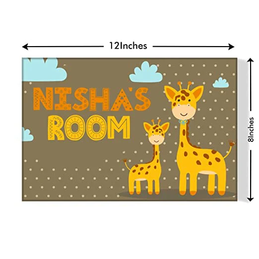 Kids Personalized Room Name Plate -  Zebra & Clouds. - Image 3