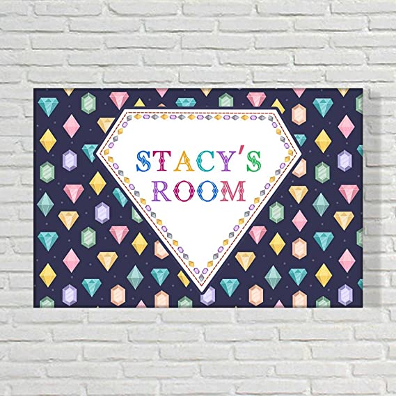 Custom Kids Name Plate  -  Colorful Diamonds. - Image 2