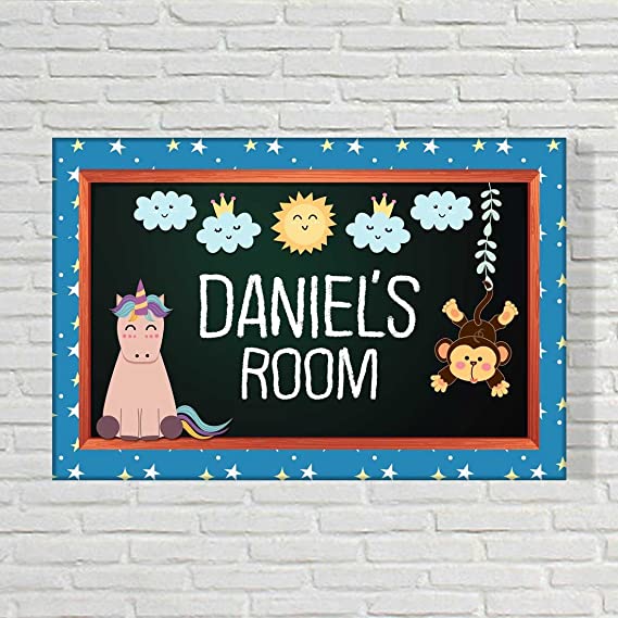 Customized Kids Name Board - Unicorn & Little Monkey - Image 2