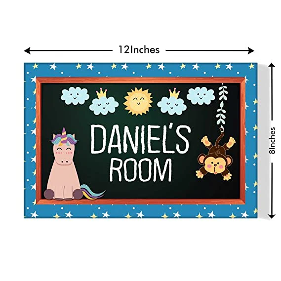 Customized Kids Name Board - Unicorn & Little Monkey - Image 3