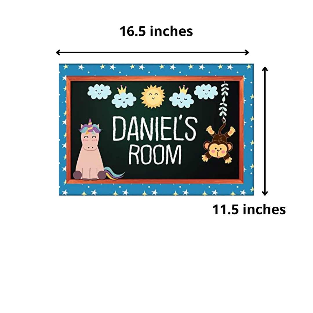 Customized Kids Name Board - Unicorn & Little Monkey - Image 5