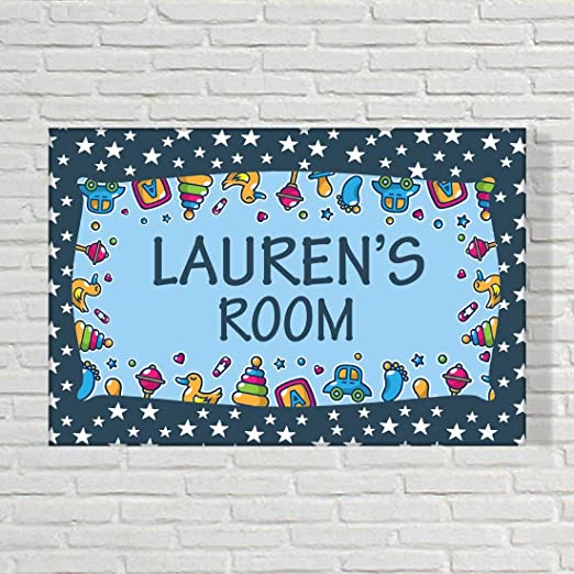 Custom-Made Children's Door Name Plate - Stars & Toy. - Image 2