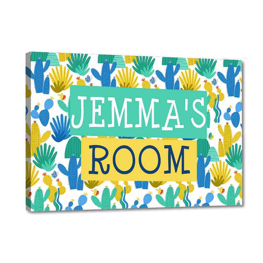 Children's Custom Bedroom Door Name Plate - Cool Cactus Design
