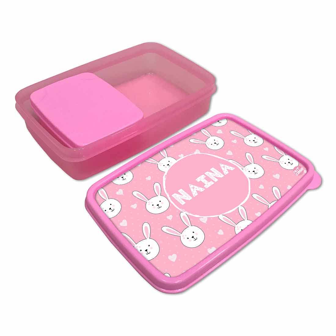 Personalized Snack Box for Kids Plastic Lunch Box for Girls -White Rabbit - Image 3
