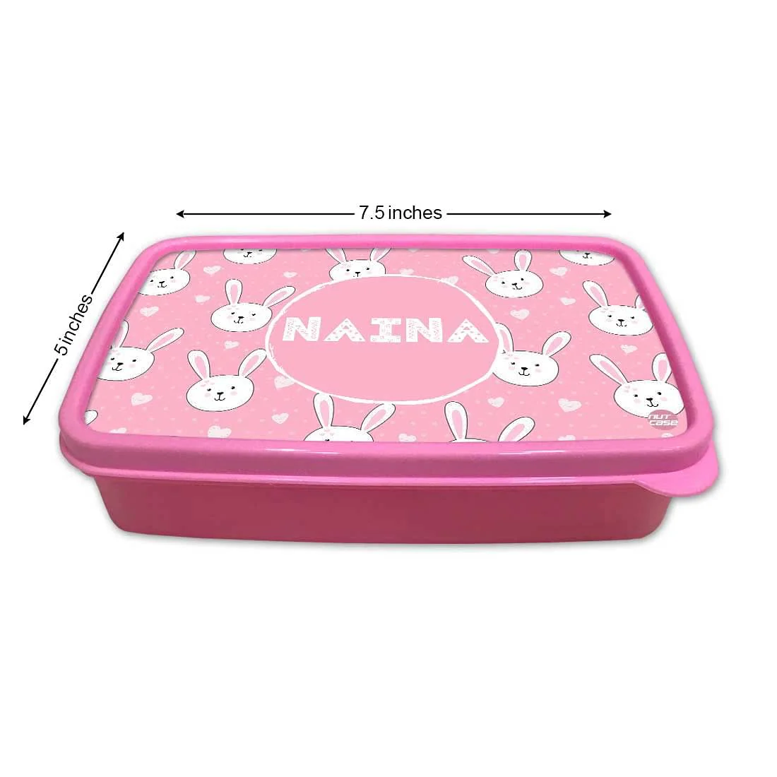 Personalized Snack Box for Kids Plastic Lunch Box for Girls -White Rabbit - Image 5