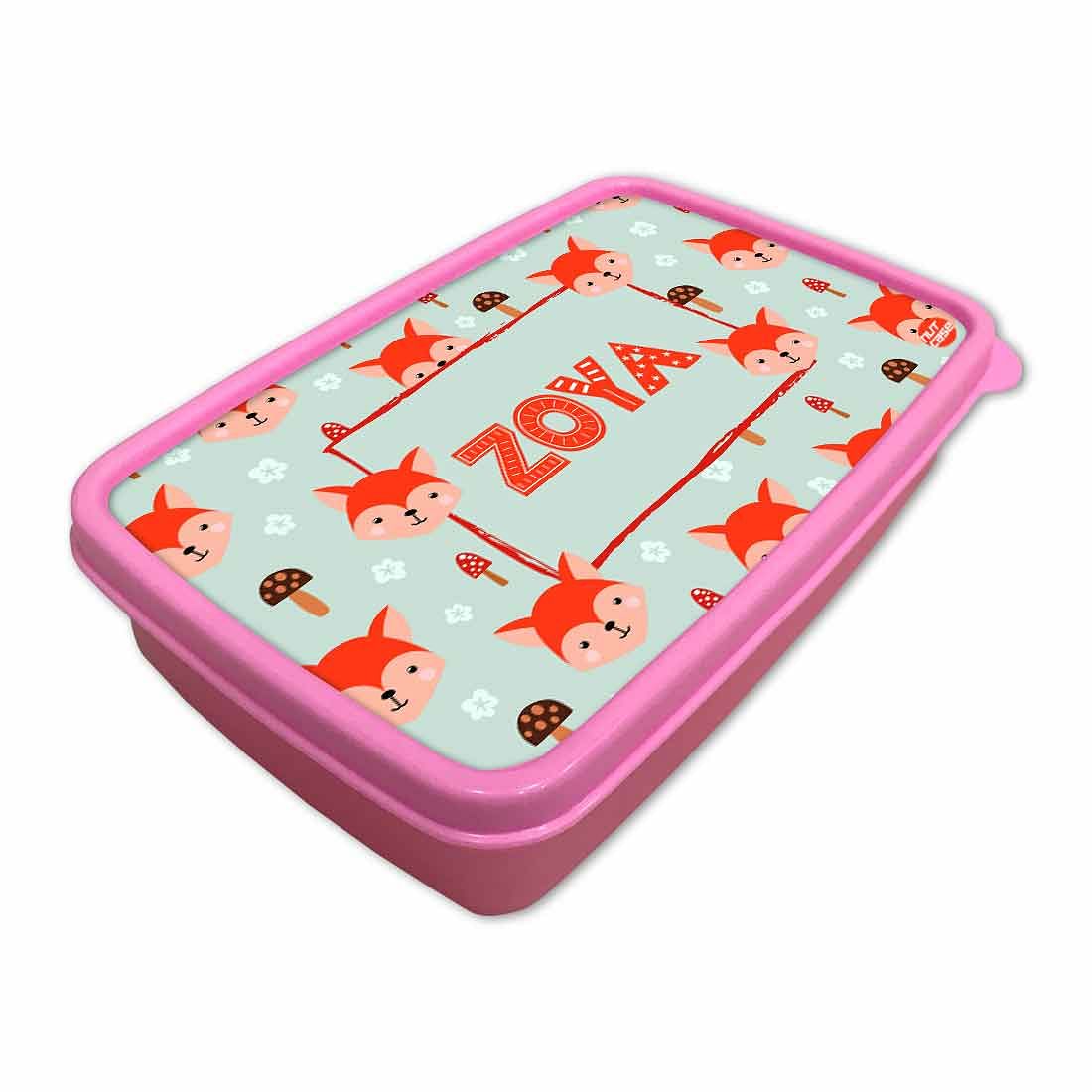 Customizable Snack Box for Kids Girls With Name - Mushroom & Fox - Image 2
