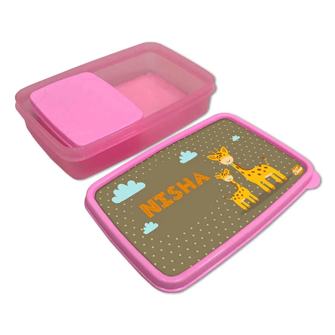 Personalized Snack Box for Kids Plastic Lunch Box for Girls -Zebra & Clouds - Image 3