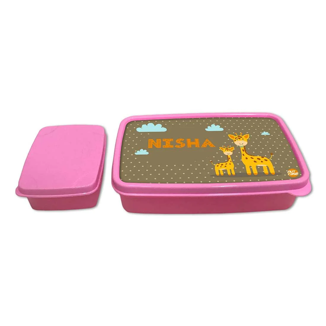 Personalized Snack Box for Kids Plastic Lunch Box for Girls -Zebra & Clouds - Image 4