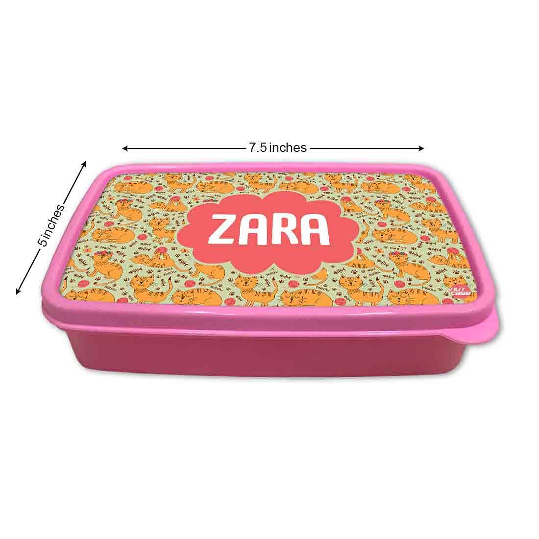 Personalized Snack Box for Kids Plastic Lunch Box for Girls -Yellow Kitty Cat - Image 5