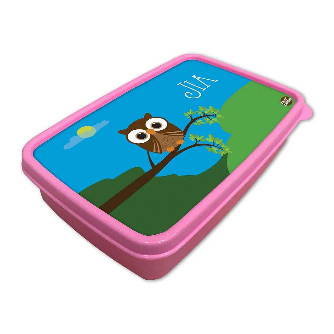 Personalised Tiffin Box for Kids Plastic Lunch Box for Girls - Owl - Image 2