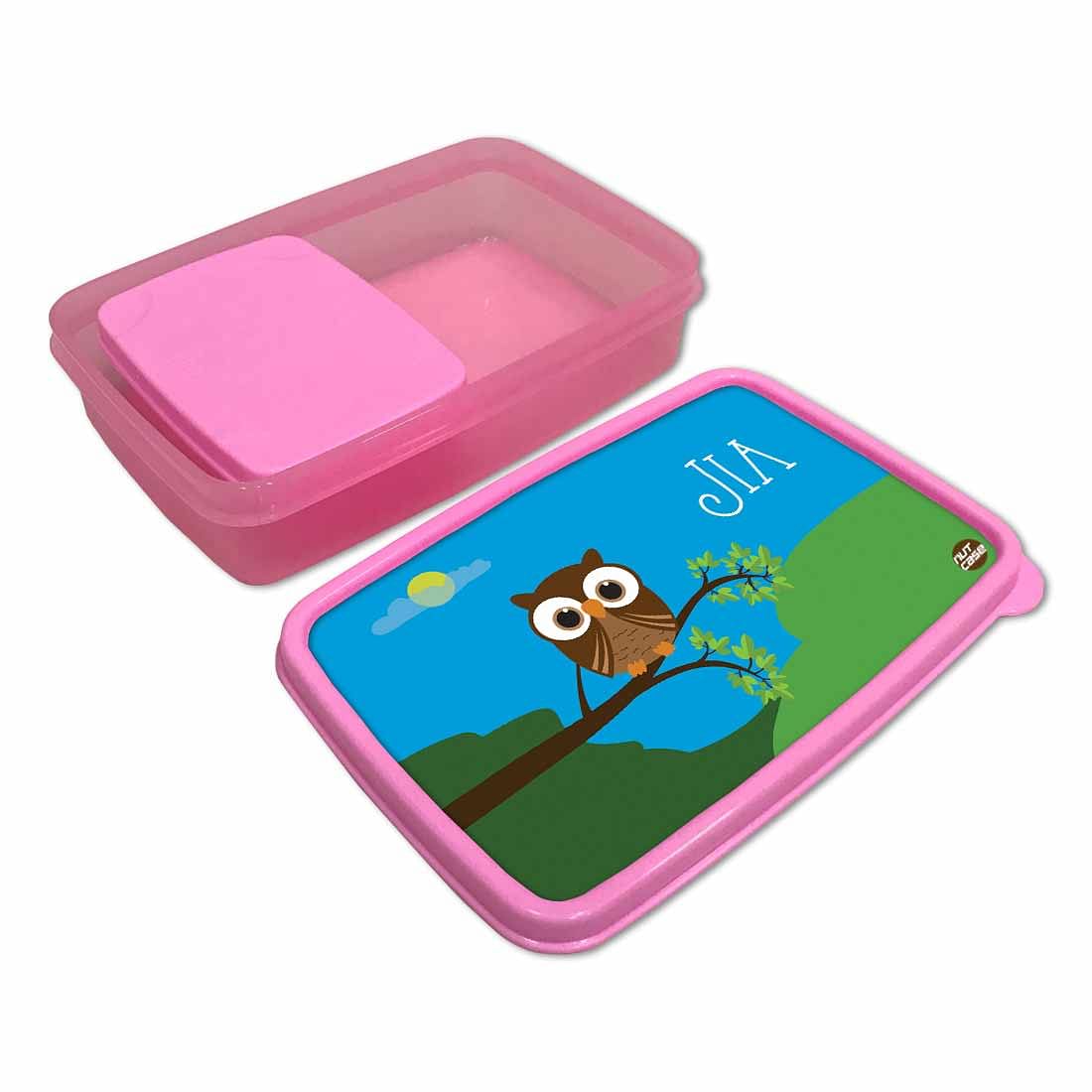 Personalised Tiffin Box for Kids Plastic Lunch Box for Girls - Owl - Image 3