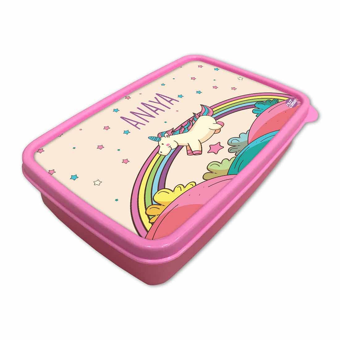 Personalised Snack Box for Kids Plastic Lunch Box for Girls - Rainbow - Image 2