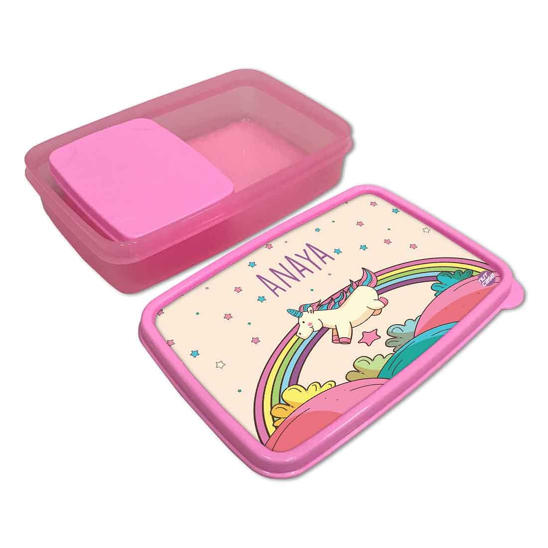 Personalised Snack Box for Kids Plastic Lunch Box for Girls - Rainbow - Image 3