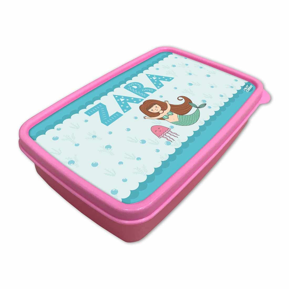 Personalized Snack Box for Kids Plastic Lunch Box for Girls -Mermaid & Jellyfish - Image 2