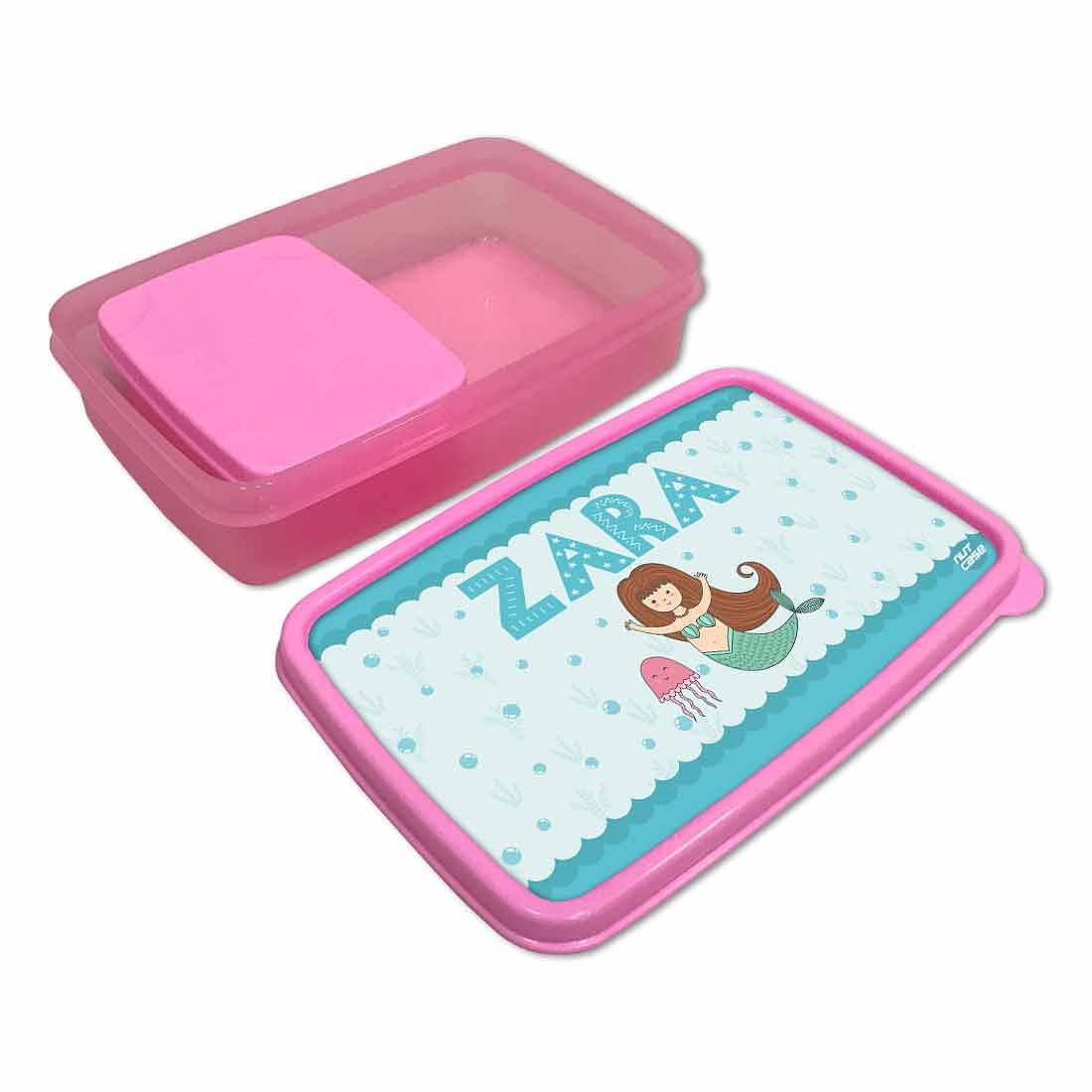 Personalized Snack Box for Kids Plastic Lunch Box for Girls -Mermaid & Jellyfish - Image 3
