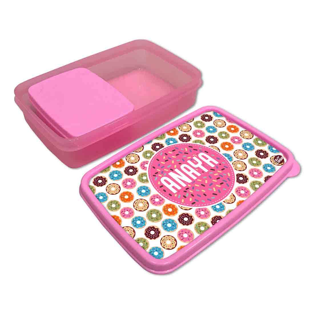 Personalized Snack Box for Kids Plastic Lunch Box for Girls -Doughnuts - Image 3