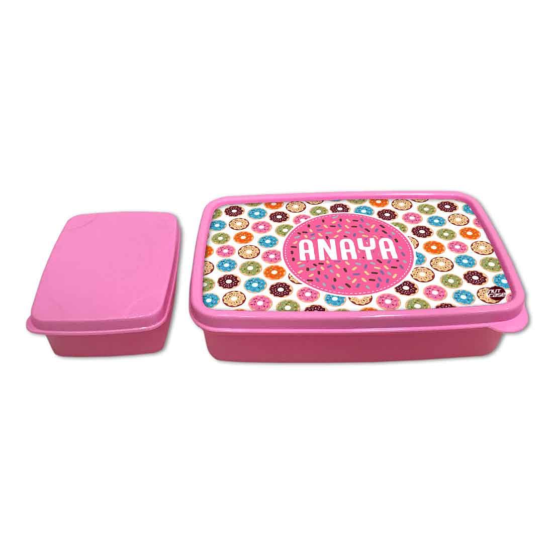Personalized Snack Box for Kids Plastic Lunch Box for Girls -Doughnuts - Image 4