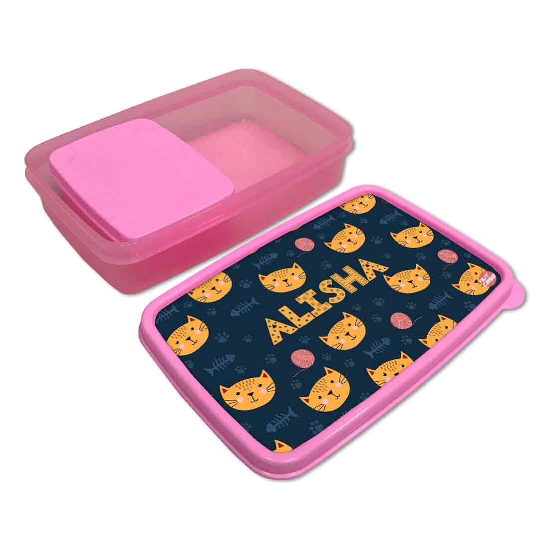 Personalized Snack Box for Kids Plastic Lunch Box for Girls -Cute Little Cat - Image 3