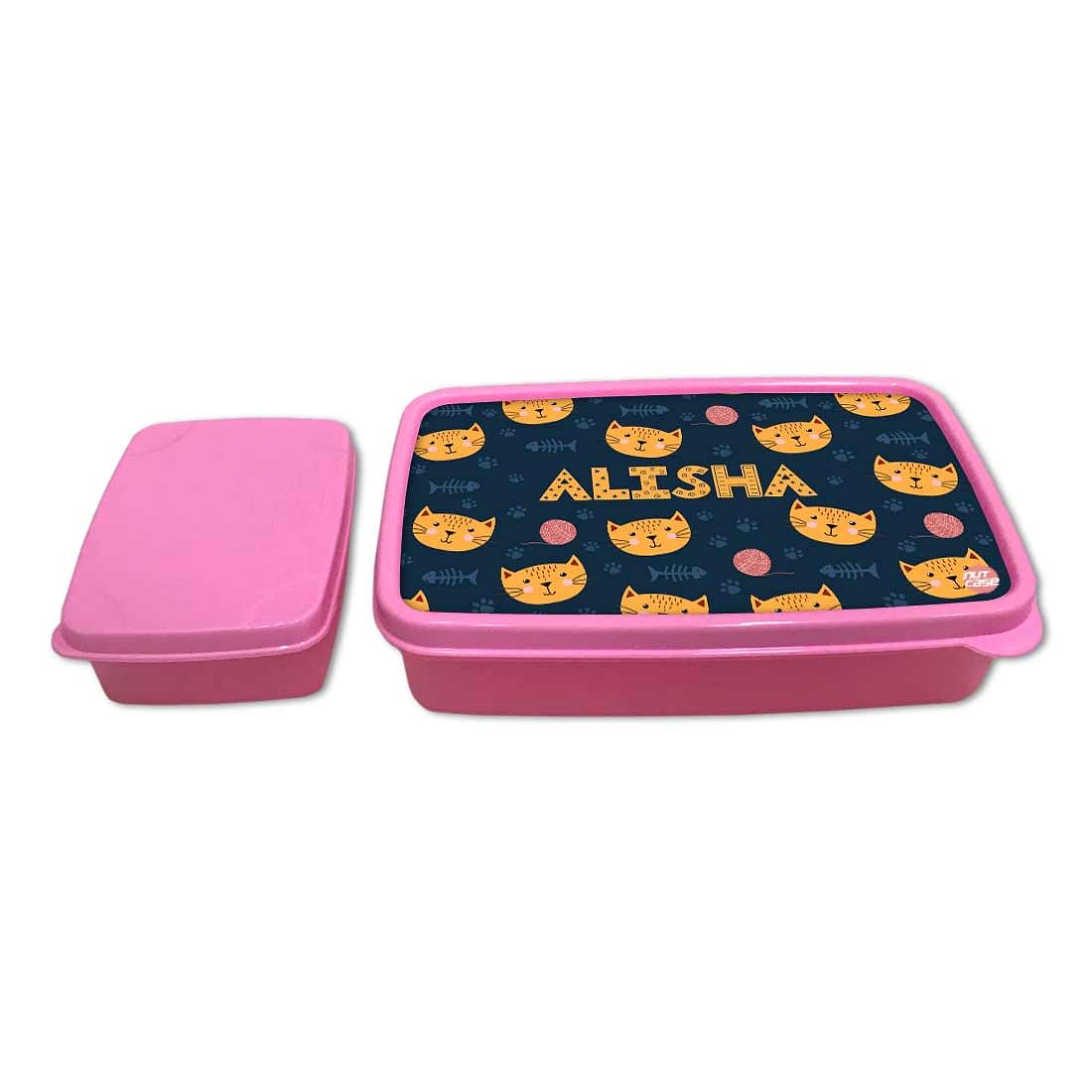 Personalized Snack Box for Kids Plastic Lunch Box for Girls -Cute Little Cat - Image 4