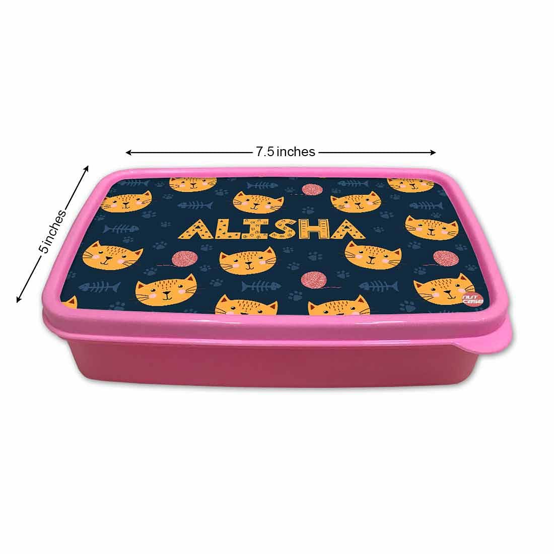 Personalized Snack Box for Kids Plastic Lunch Box for Girls -Cute Little Cat - Image 5