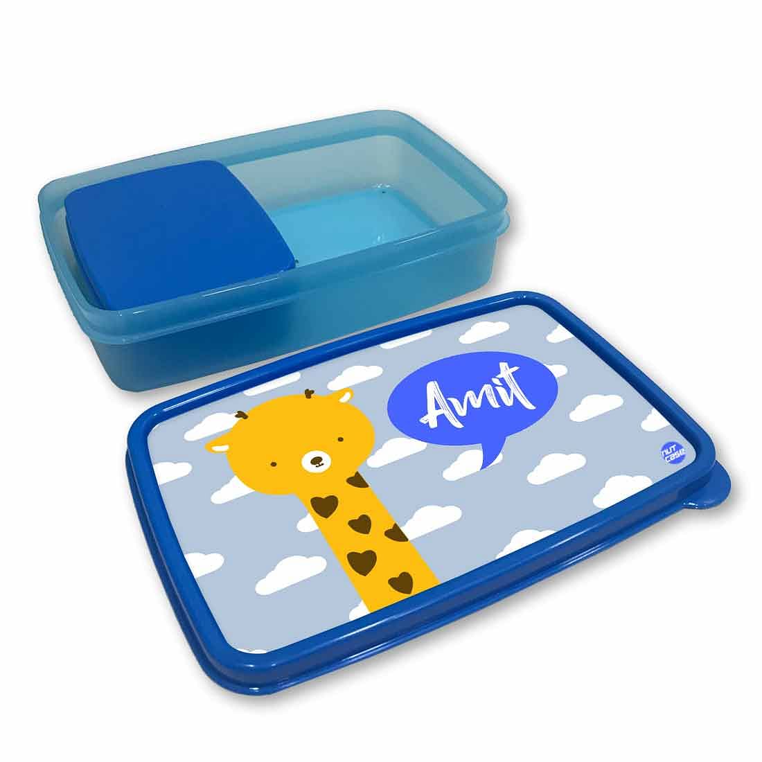 Customizable Tiffin Box for Boy Plastic Lunch Box - Baby Giraffe - Image 4