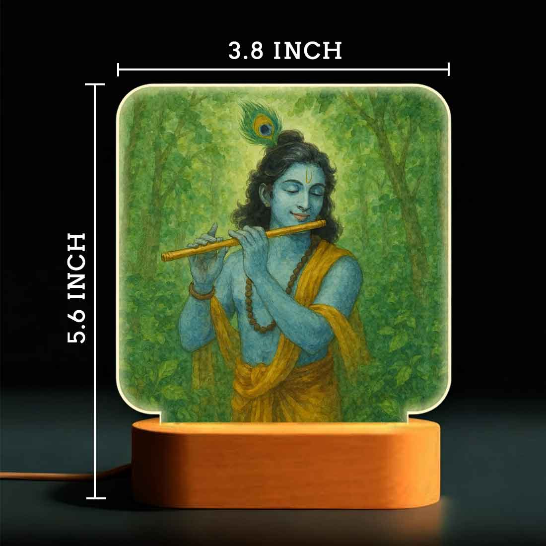 Krishna LED Light with Wooden Base – Divine Night Lamp for Home Temple & Decor - Image 3