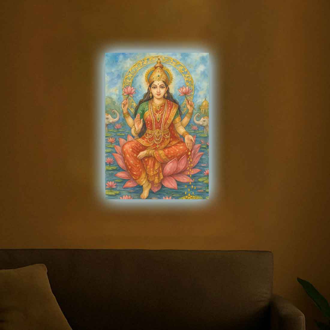 Laxmi Photo Frame with LED Light – Divine Wall Décor for Home Temple & Festive Gifting - Image 2