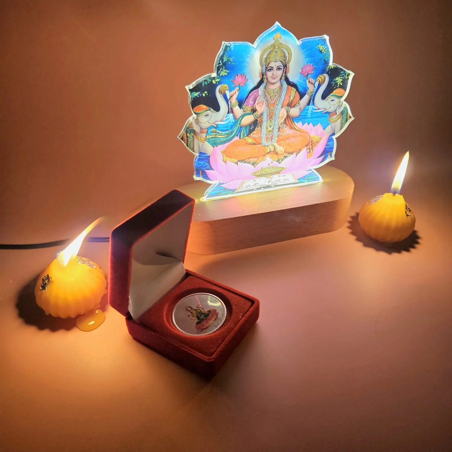 Goddess Laxmi LED God Lamp With Modak Candles - Diwali Gifts For Employees - Image 2